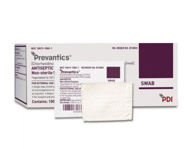 Prevantics Swab Pad CHG 3.15%/Isopropanol 70% 1mL 1-3/16x3-3/16